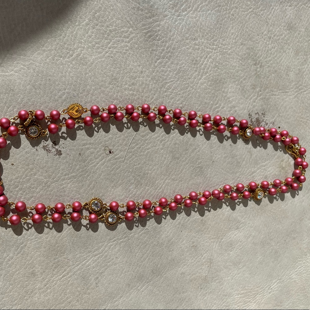 VSA pink long strand ‘Wrap’ necklace.